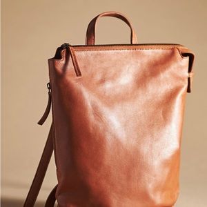 Anthropologie Leather Zip Top Backpack